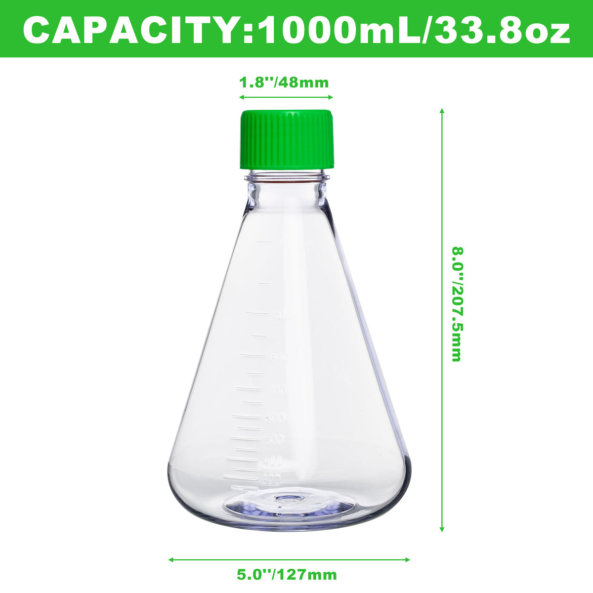 Biologix® 1L PC Erlenmeyer Culture Flasks with vent cap, Individual package, 12 Pcs/Case