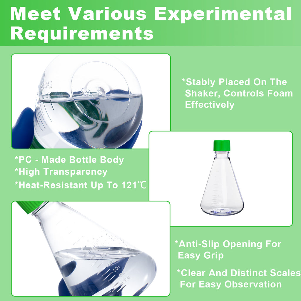 Biologix® 1L PC Erlenmeyer Culture Flasks with vent cap, Individual package, 12 Pcs/Case