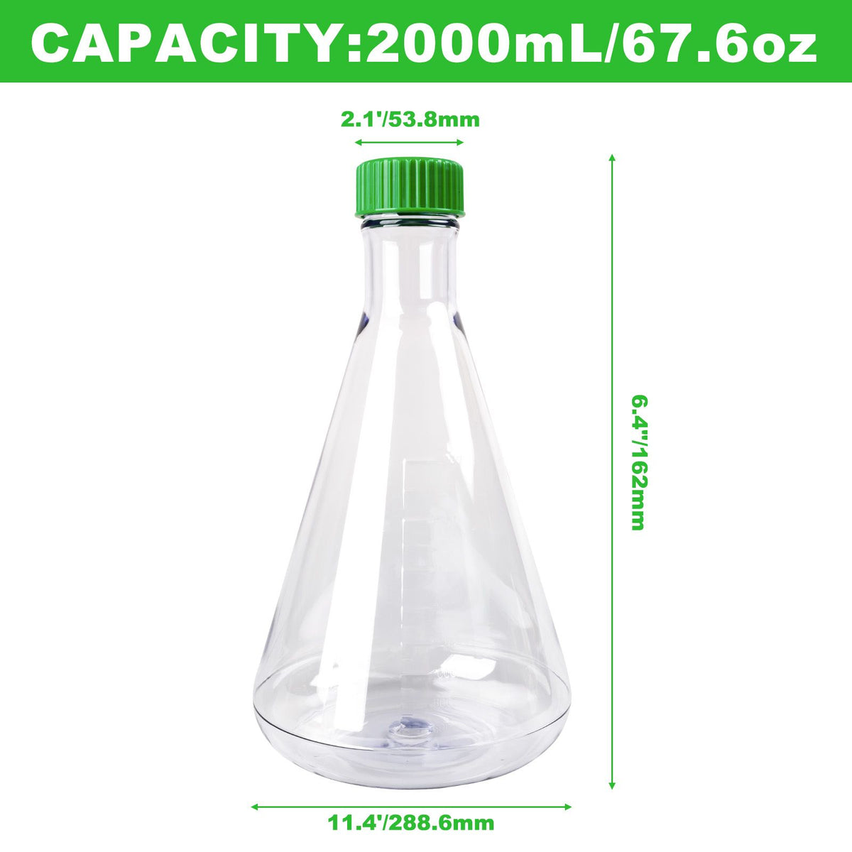 Biologix® 2L PC Erlenmeyer Culture Flasks with vent cap, Individual package,6 Pcs/Case