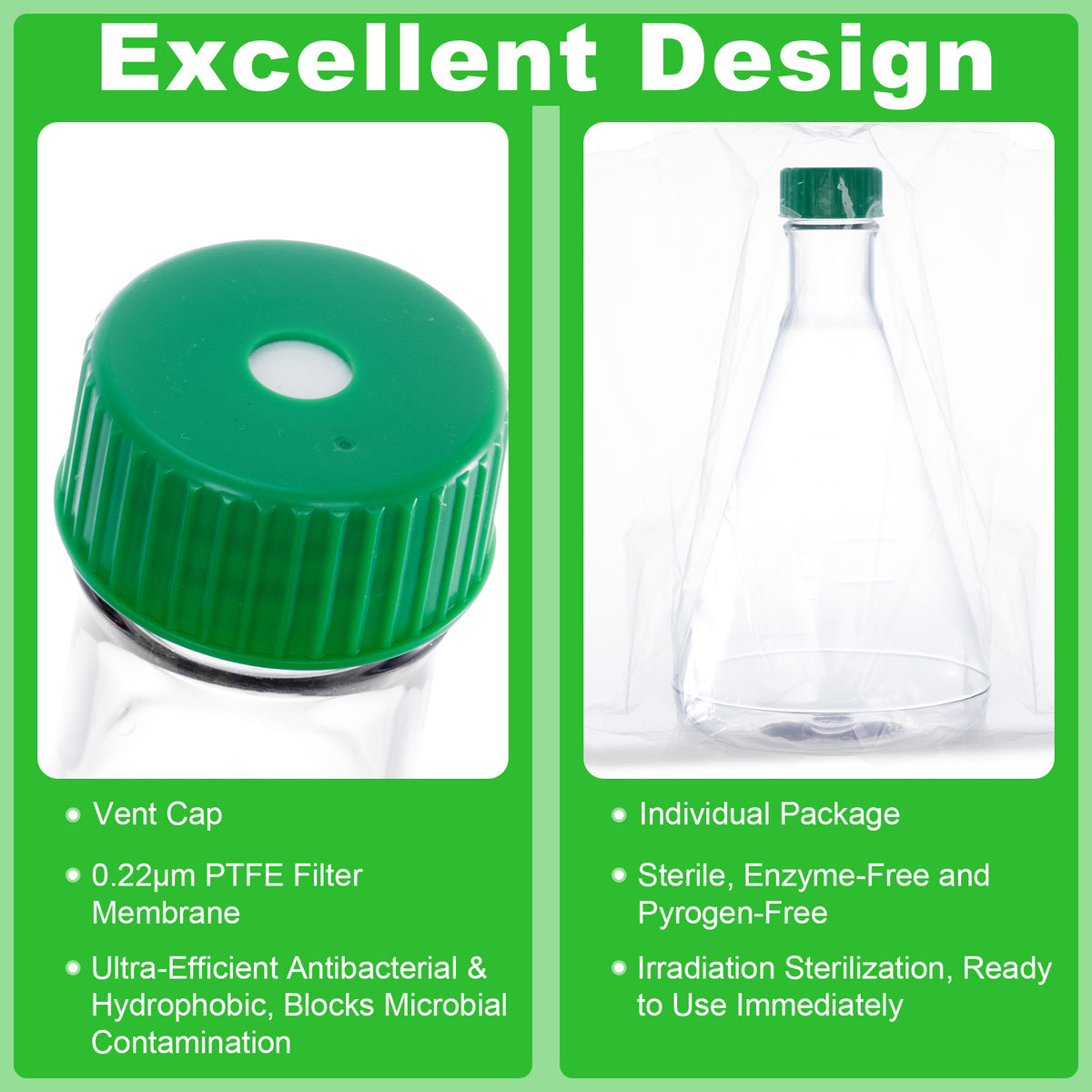 Biologix® 2L PC Erlenmeyer Culture Flasks with vent cap, Individual package,6 Pcs/Case