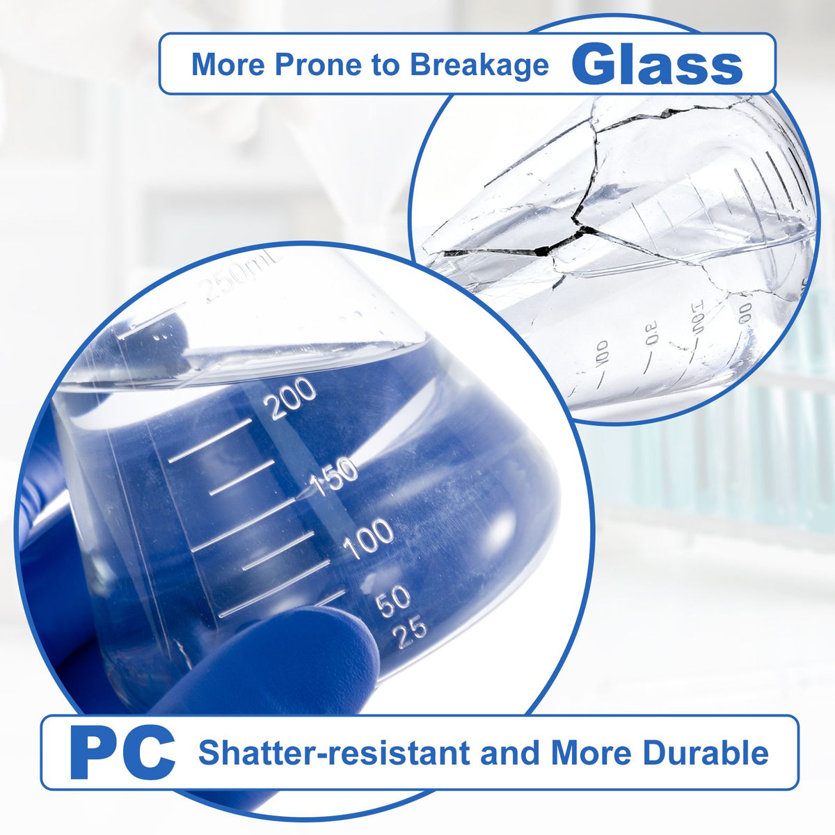 Biologix® 250ml Bacterial Culture Erlenmeyer Flasks, PC material, 12 Pcs/Case