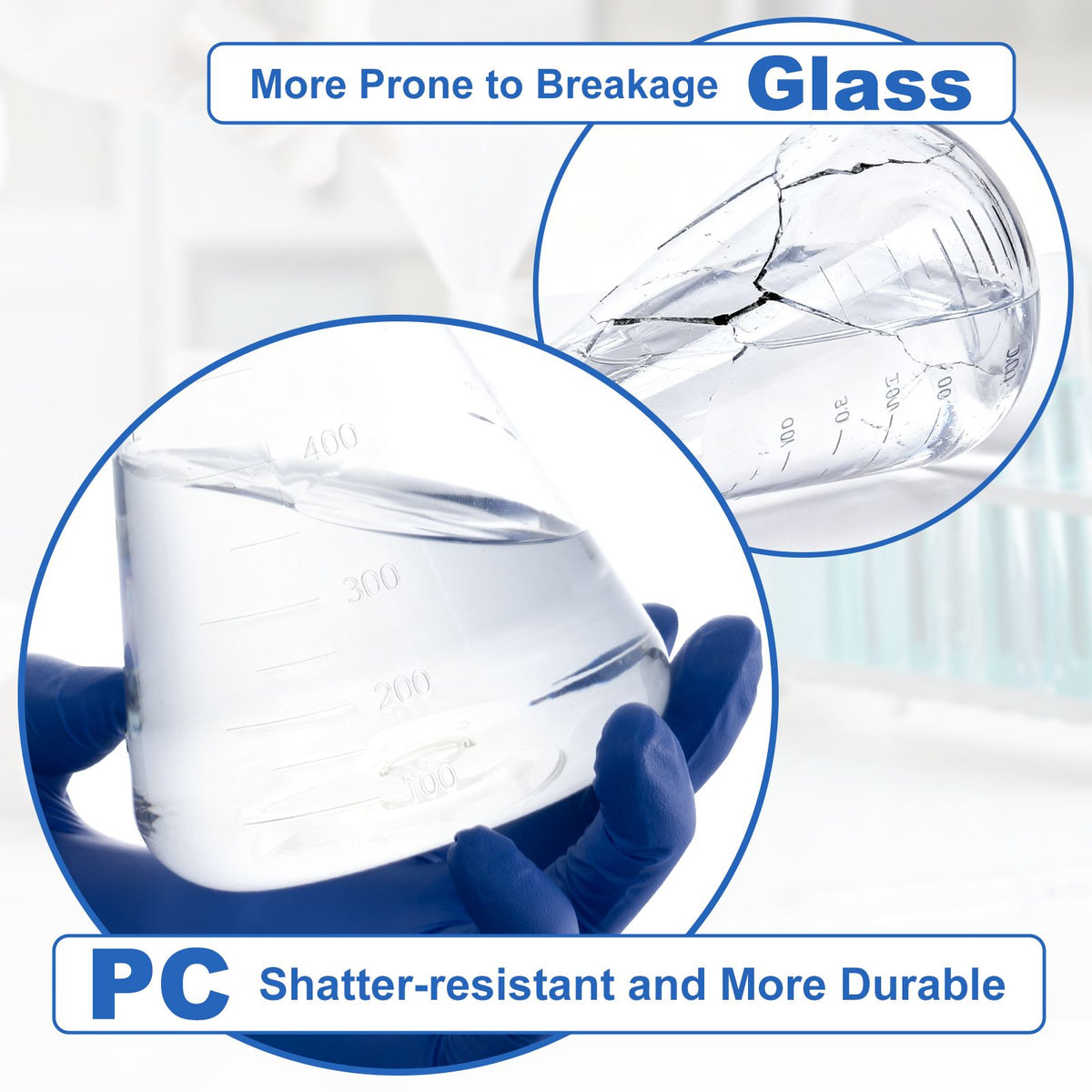 Biologix® 500ml Bacterial Culture Erlenmeyer Flasks, PC material, flat bottom, 12 Pcs/Case
