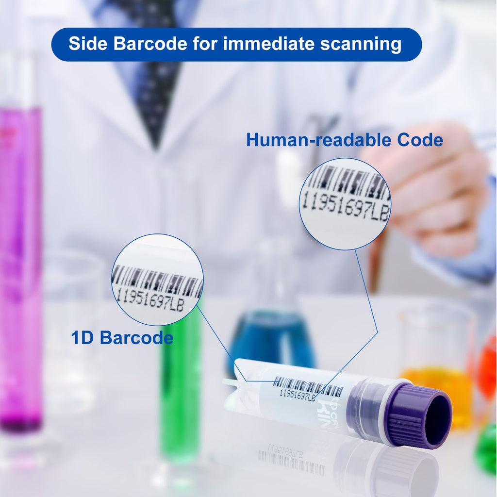 CryoKING® Cryogenic Vials with Side Bardcodes-2.0 ml Internal Thread, 25/Bag, 1000/Case