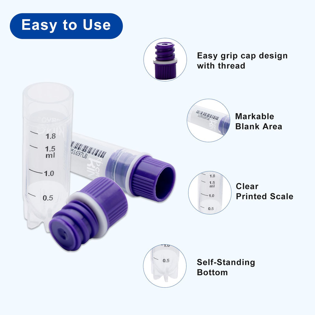 CryoKING® Cryogenic Vials with Side Bardcodes-2.0 ml Internal Thread, 25/Bag, 1000/Case