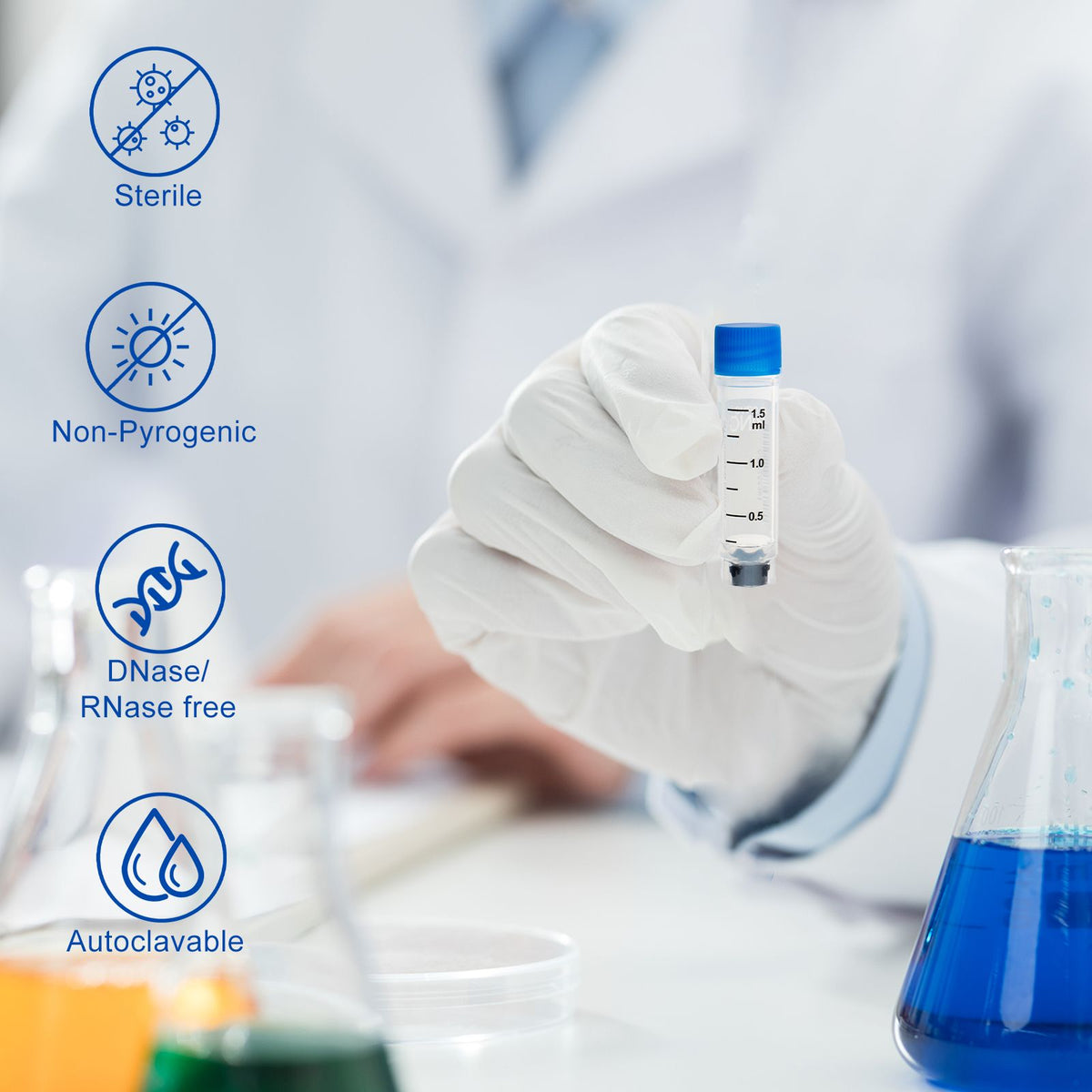 CryoKING® Cryogenic Vials Side & Bottom Barcoded-1.5mL, External Thread, 25/Bag, 1000/Case