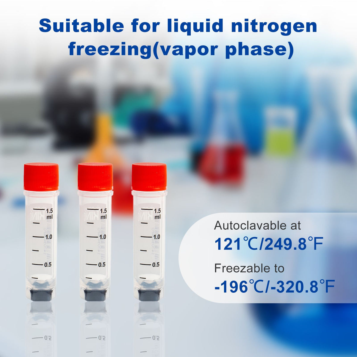 CryoKING® Cryogenic Vials Side & Bottom Barcoded-1.5mL, External Thread, 25/Bag, 1000/Case