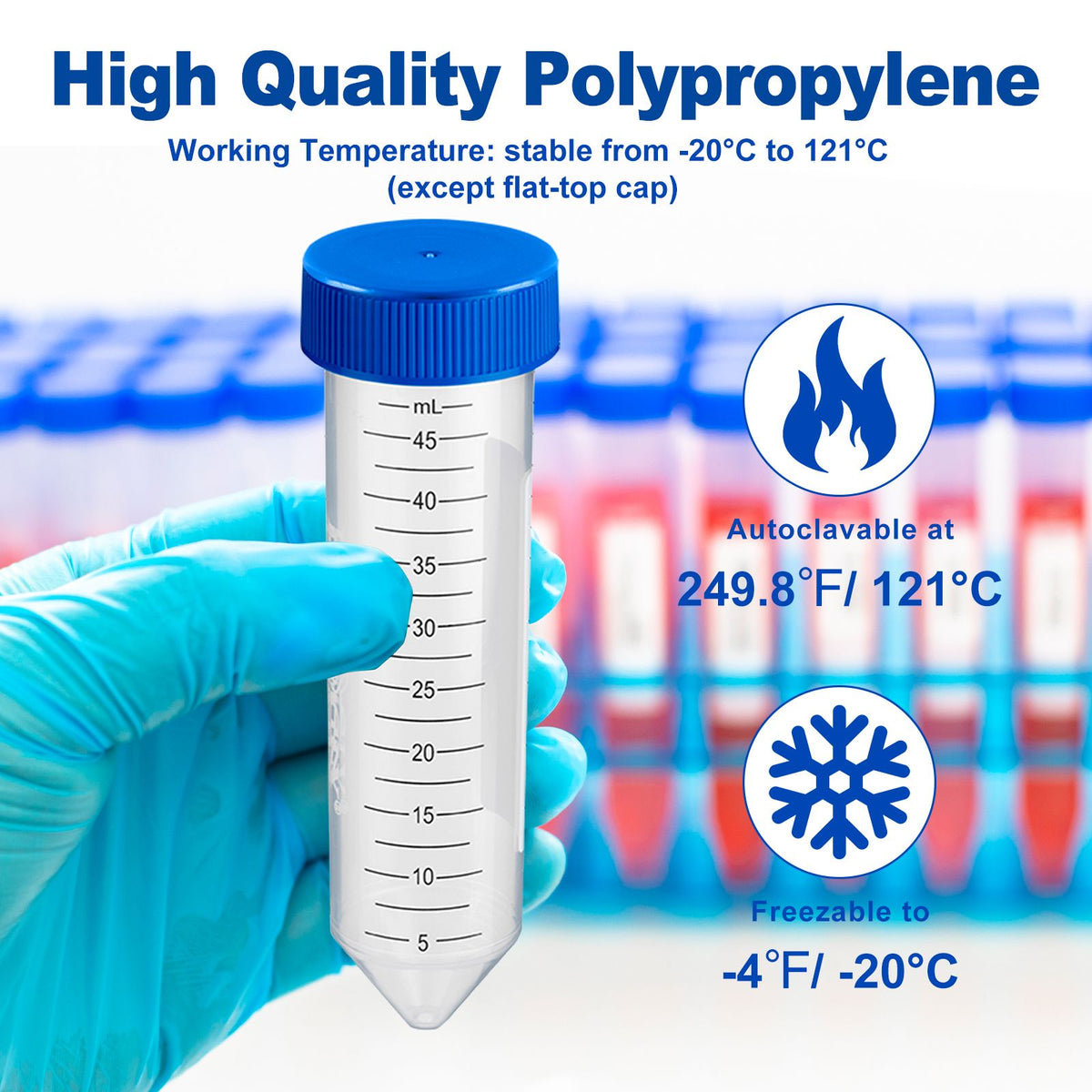 Biologix® Centrifuge Tubes-50mL, Flat Top, 500 Sets/Case