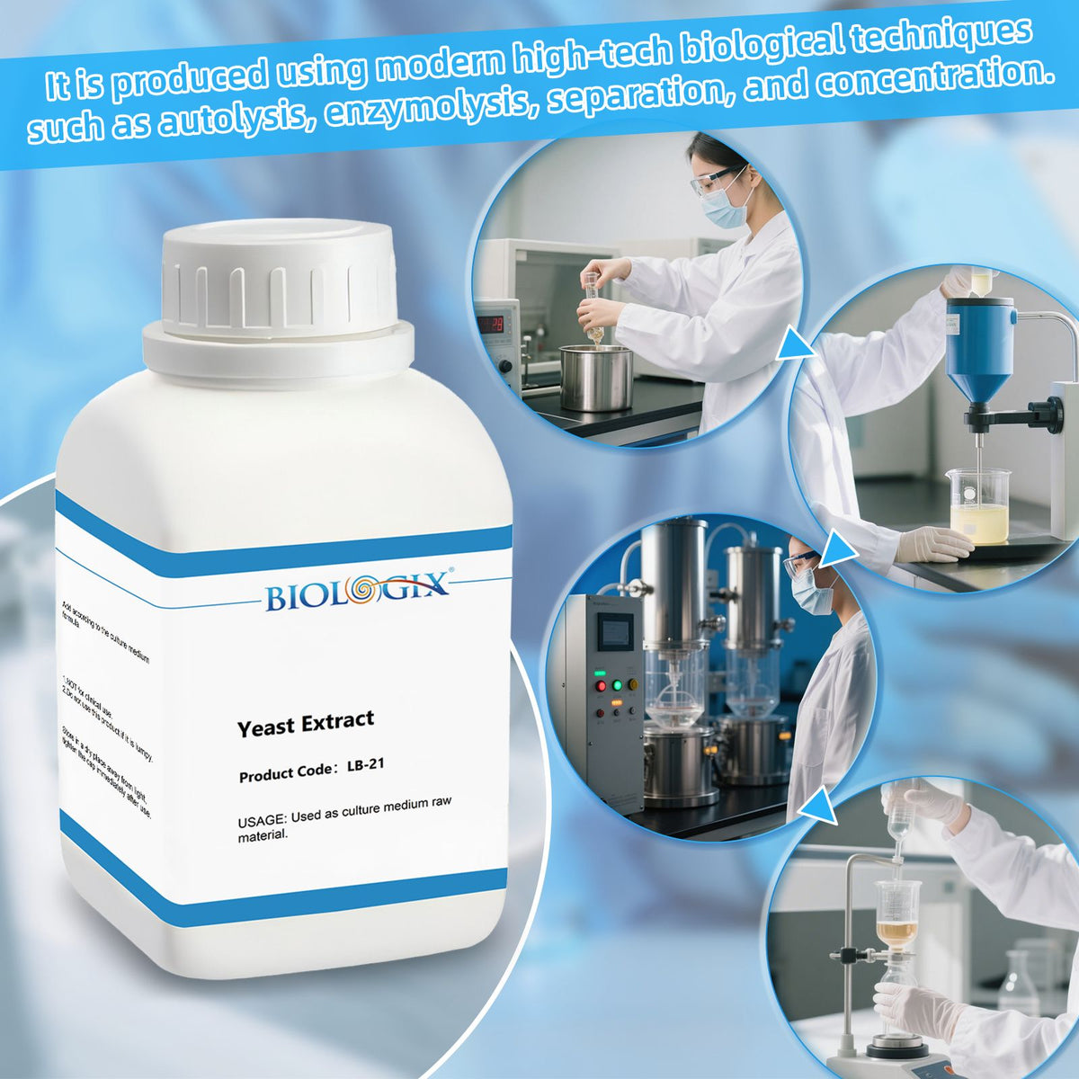 Biologix® Yeast Extract, Powder, 500g/Bottle