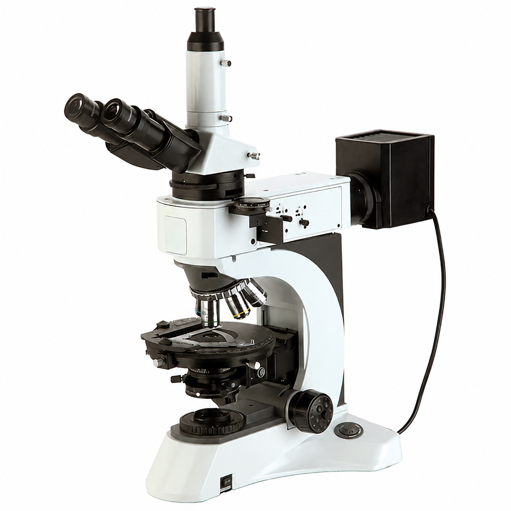 AUC- POL-92 Series Trinocular Polarizing Microscope with illumination Options complete with 0.45x C-Mount Adapter (Laboratory & Research Grade)