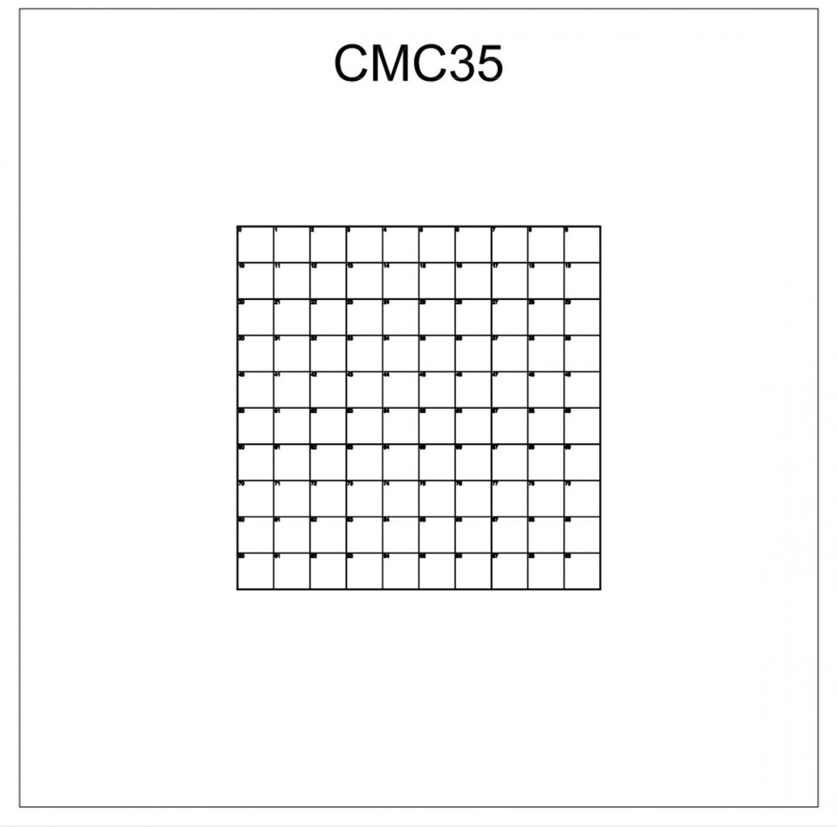 Corrective Microscope Coverslips : CMC35 Indexed Grid 1mm Pitch Squares (25pcs per box)