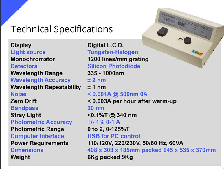 Camspec M105 Single Beam Visable Spectrophotometer