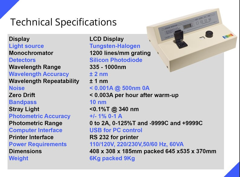 Camspec M106 Single Beam Visable Spectrophotometer