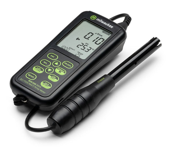 Milwaukee MW306 MAX Waterproof EC/TDS/NaCl/Temp Logging Portable Meter