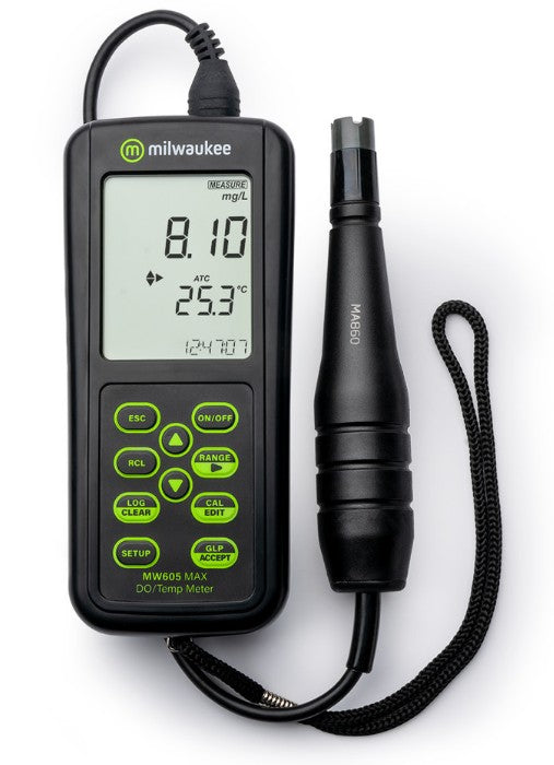 Milwaukee MW605 MAX Waterproof Galvanic Dissolved Oxygen Meter With Automatic Calibration