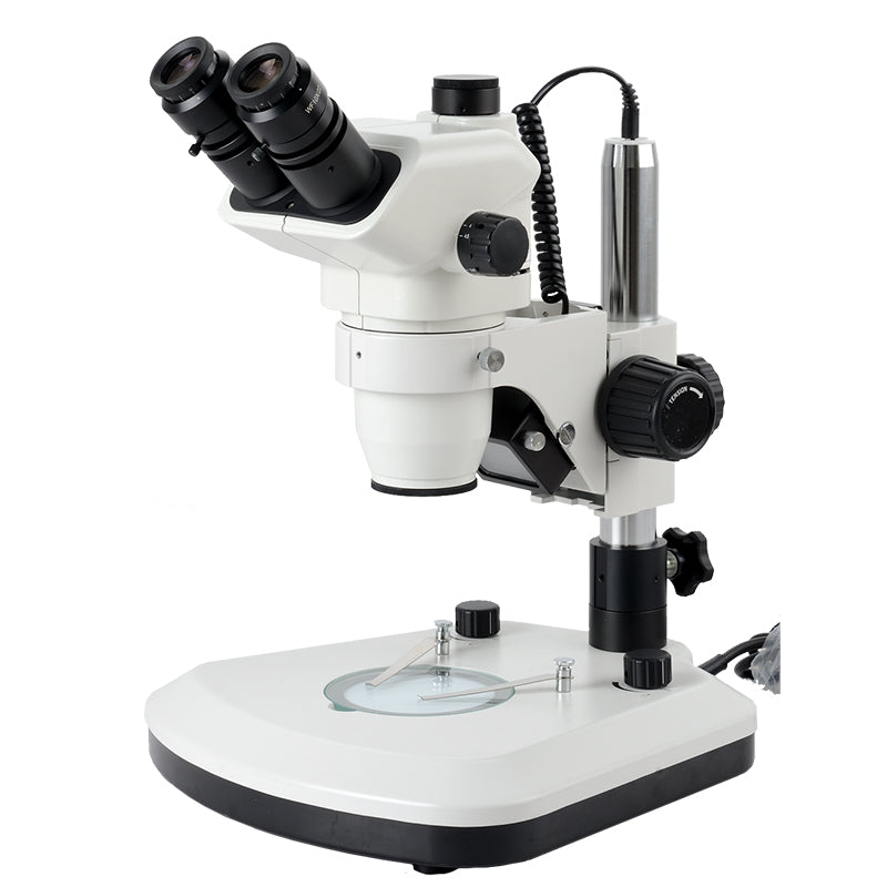 AUC-336-T series Trinocular Stereo Zoom 0.67x - 4.5x Microscope with Stand Options (Inclined 45 Degree Head)