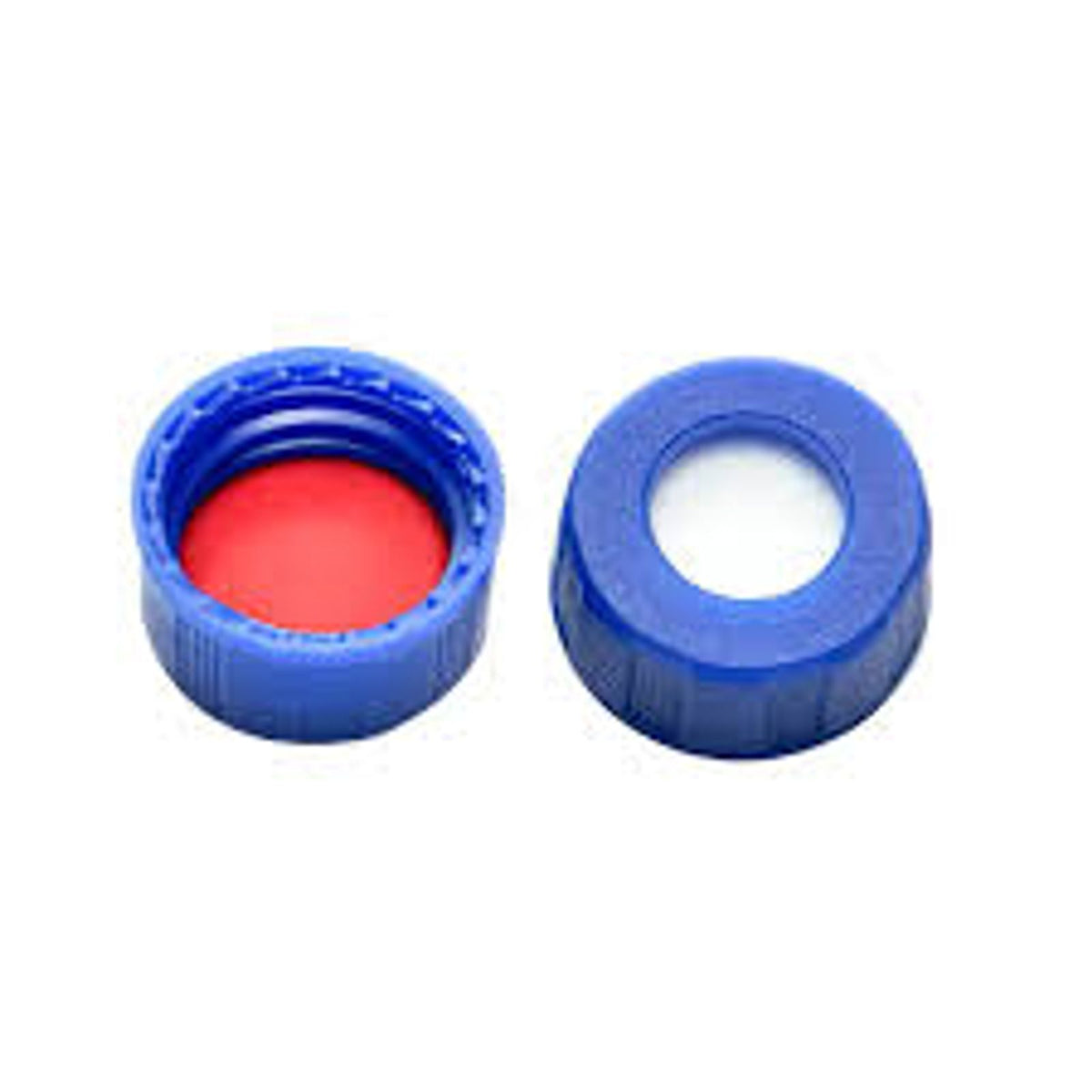 Yorlab blue 9-425 ribbed screw cap with pre-slit septa