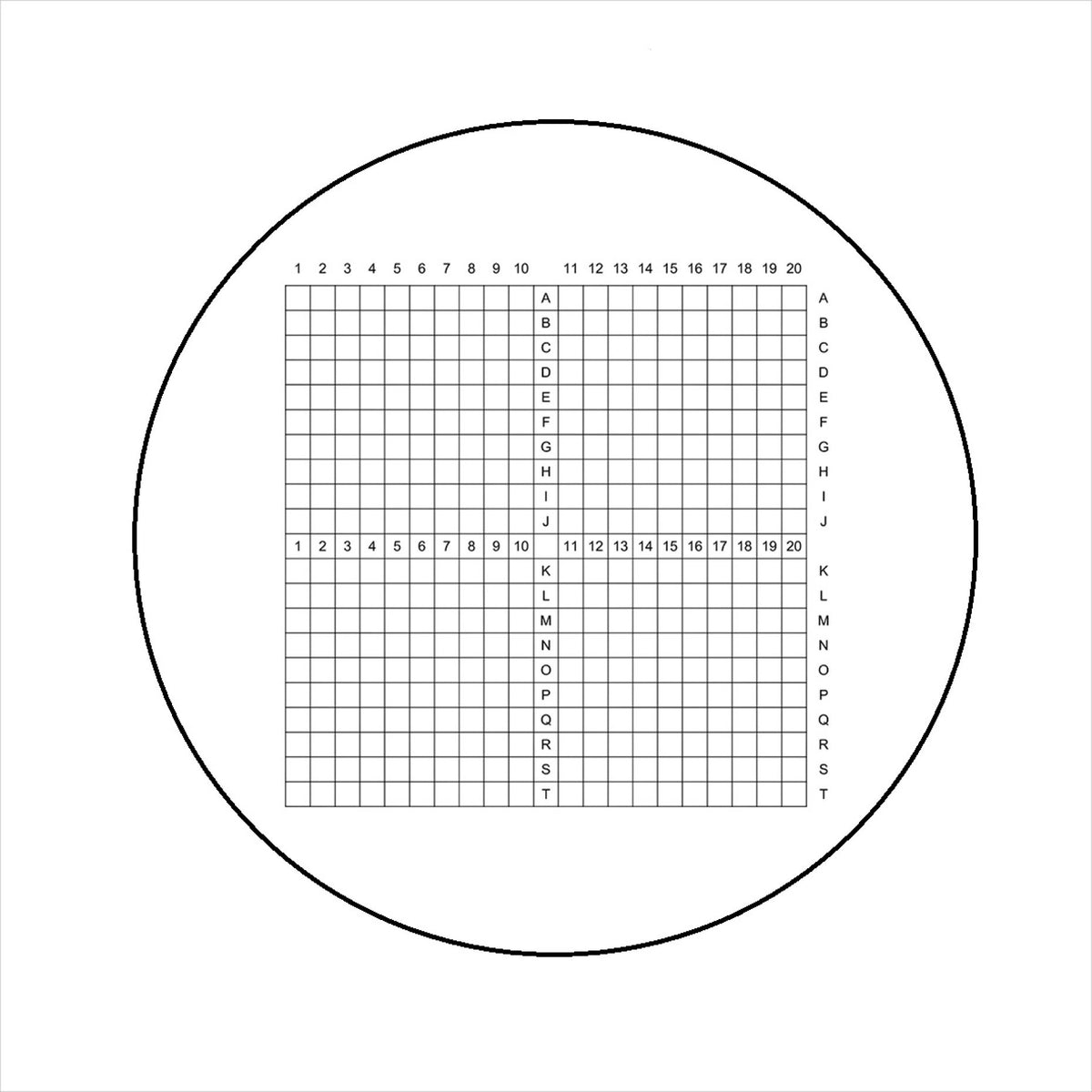 Corrective Microscope Coverslips : CMC71RND Indexed Grid 0.5mm Pitch Squares, 18mm diameter (25pcs per box)