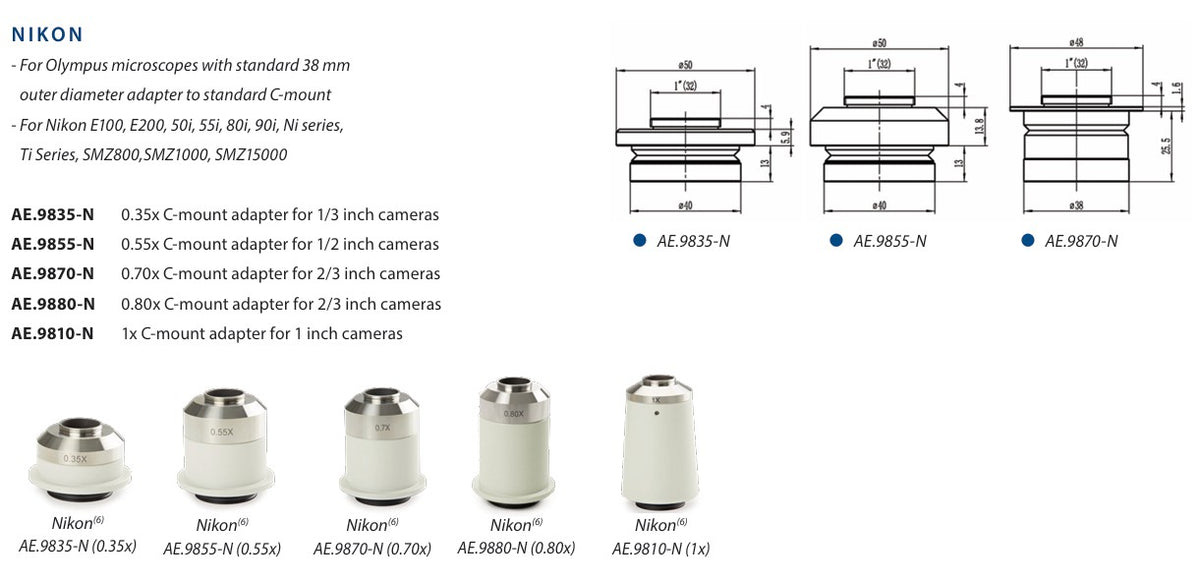 C Mounts For Nikon Microscopes