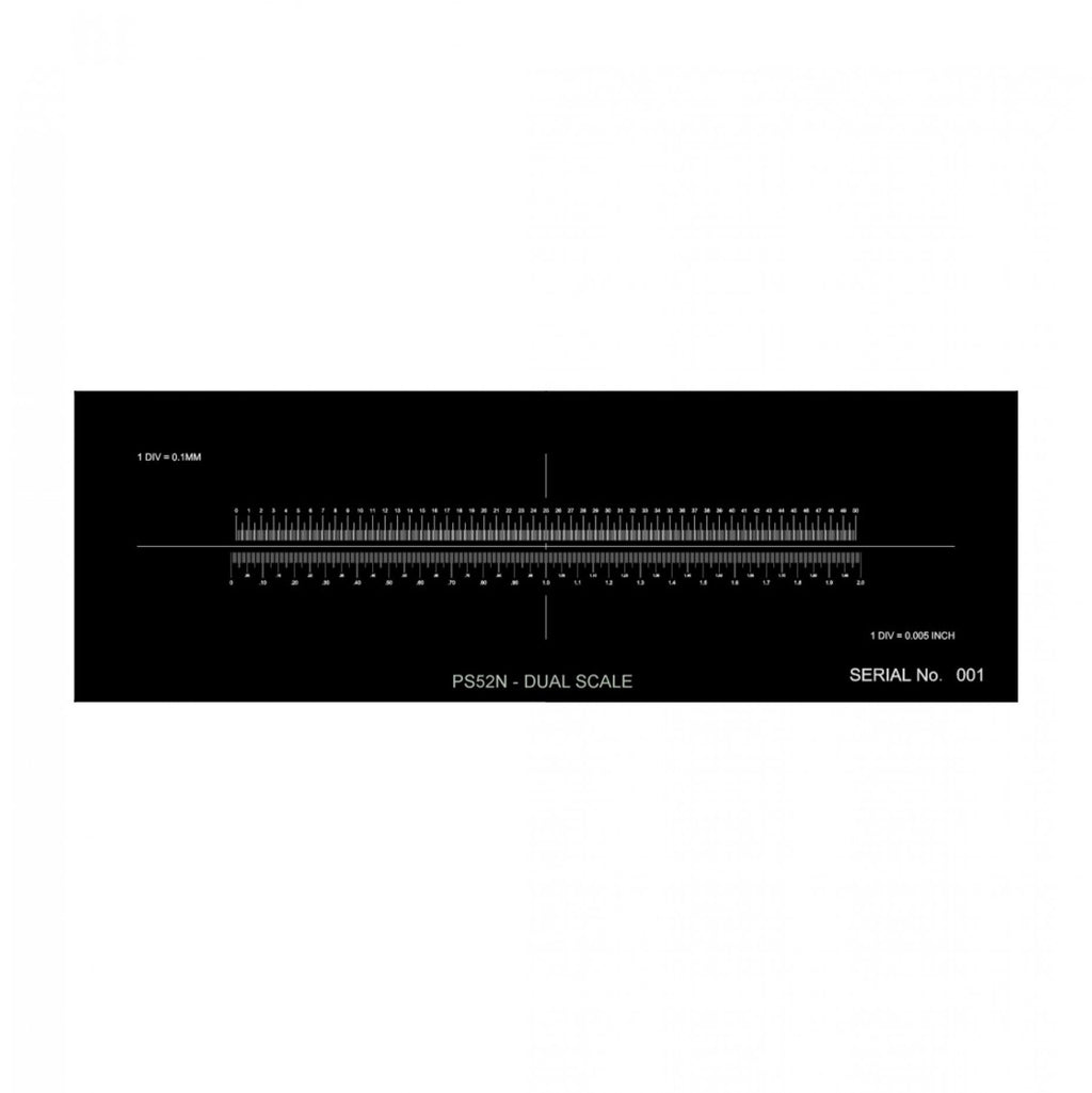 PS52N Dual Scale Calibration Slide 50mm/0.1mm and 2''/0.005'', Reflected Light