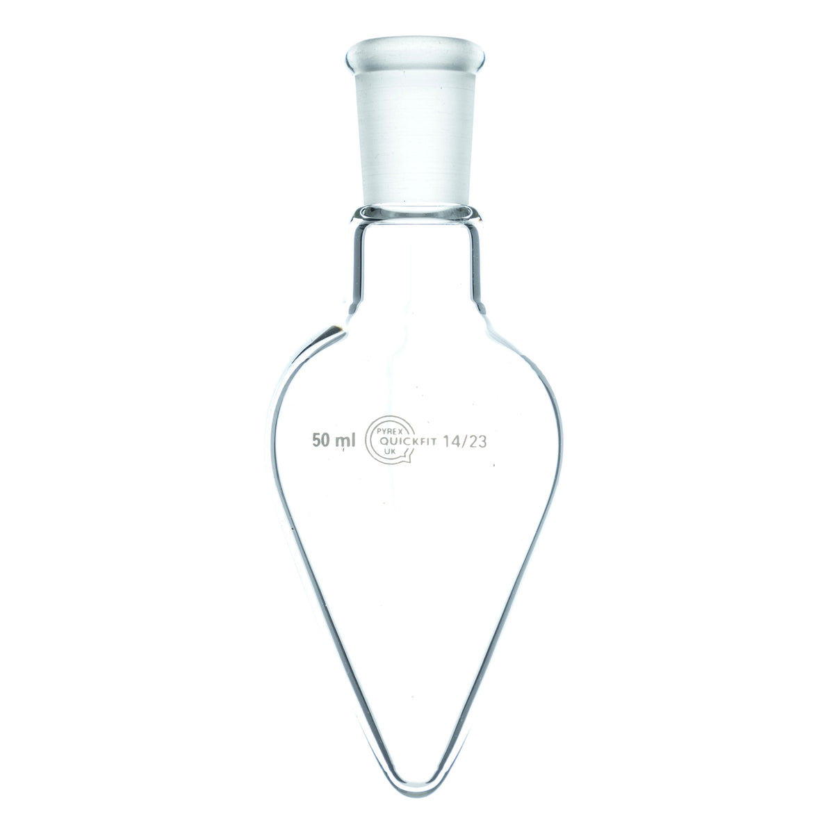 Quickfit 50 mL pear-shaped flask with 14/23 socket