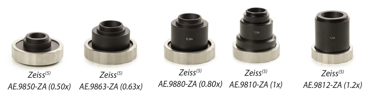 C Mounts For Zeiss Axio, Stemi & Stereo Discovery microscopes with standard Zeiss 60N-T2 photo ports (60mm)